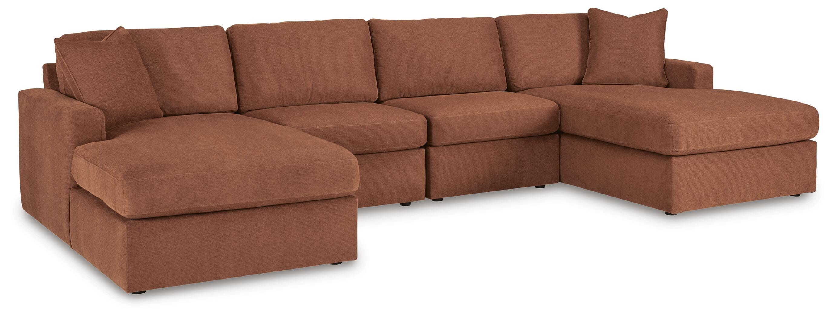 Modmax 4-Piece Double Chaise Sectional in Spice Performance Fabric and Next-Gen Nuvella