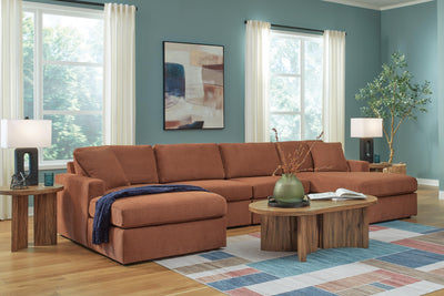 Modmax 4-Piece Double Chaise Sectional in Spice Performance Fabric and Next-Gen Nuvella