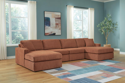 Modmax 4-Piece Double Chaise Sectional in Spice Performance Fabric and Next-Gen Nuvella