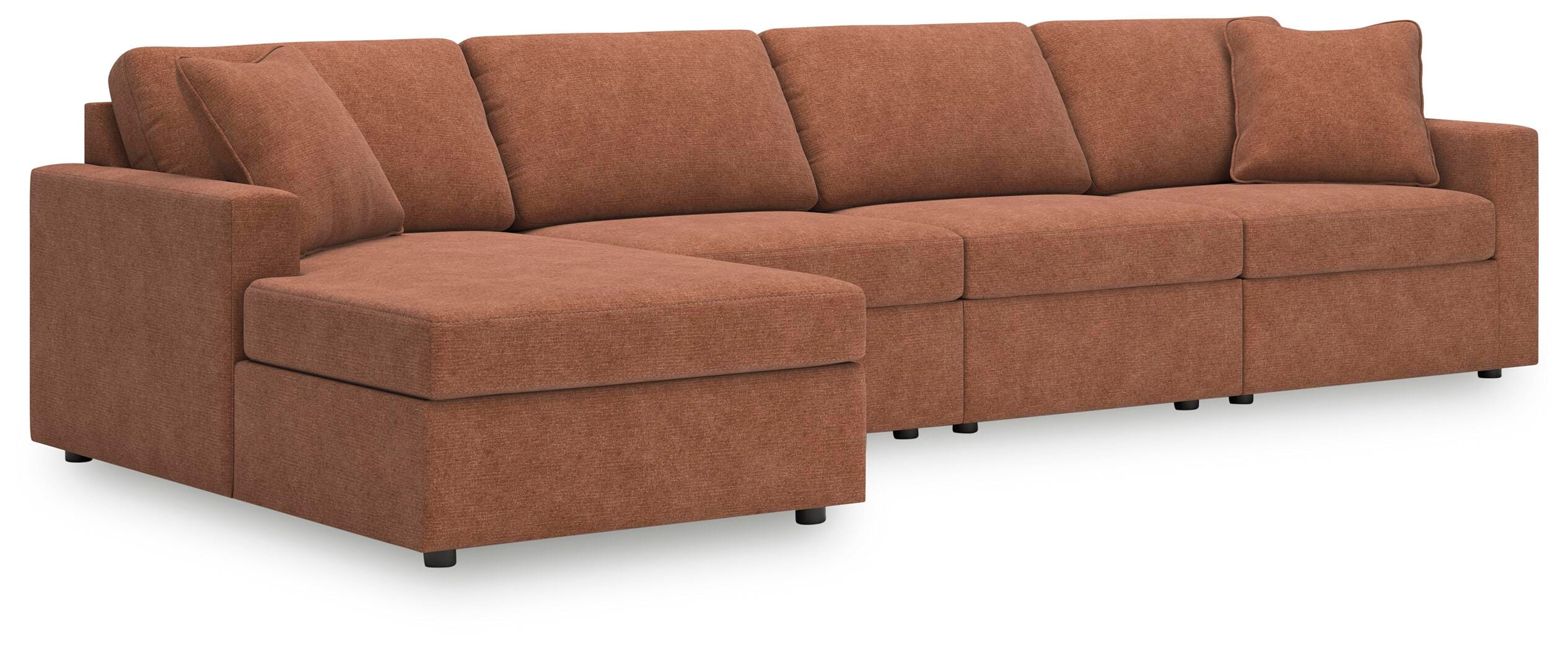 Modmax 4-Piece Sectional with  LAF Chaise in Spice Performance Fabric and Next-Gen Nuvella