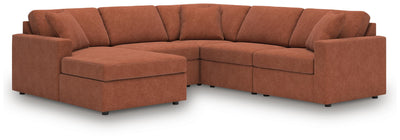 Modmax 5-Piece LAF Chaise Sectional in Spice Performance Fabric and Next-Gen Nuvella