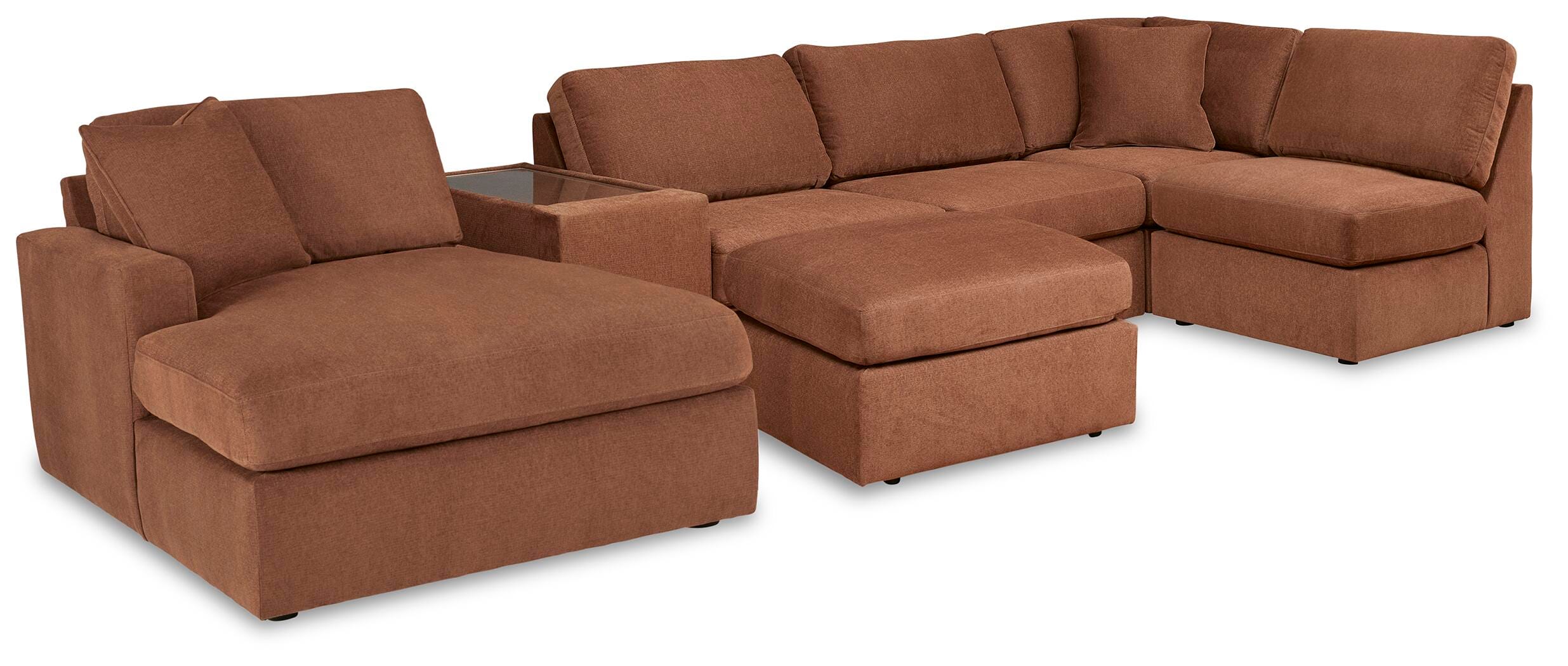 Modmax 6-Piece Sectional with LAF Chaise and Ottoman in Spice