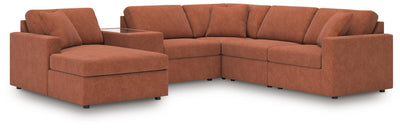 Modmax 6-Piece LAF Chaise Sectional in Spice Performance Fabric and Next-Gen Nuvella