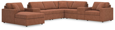 Modmax 8-Piece LAF Chaise Sectional and Storage Consoles in Spice Performance Fabric and Next-Gen Nuvella