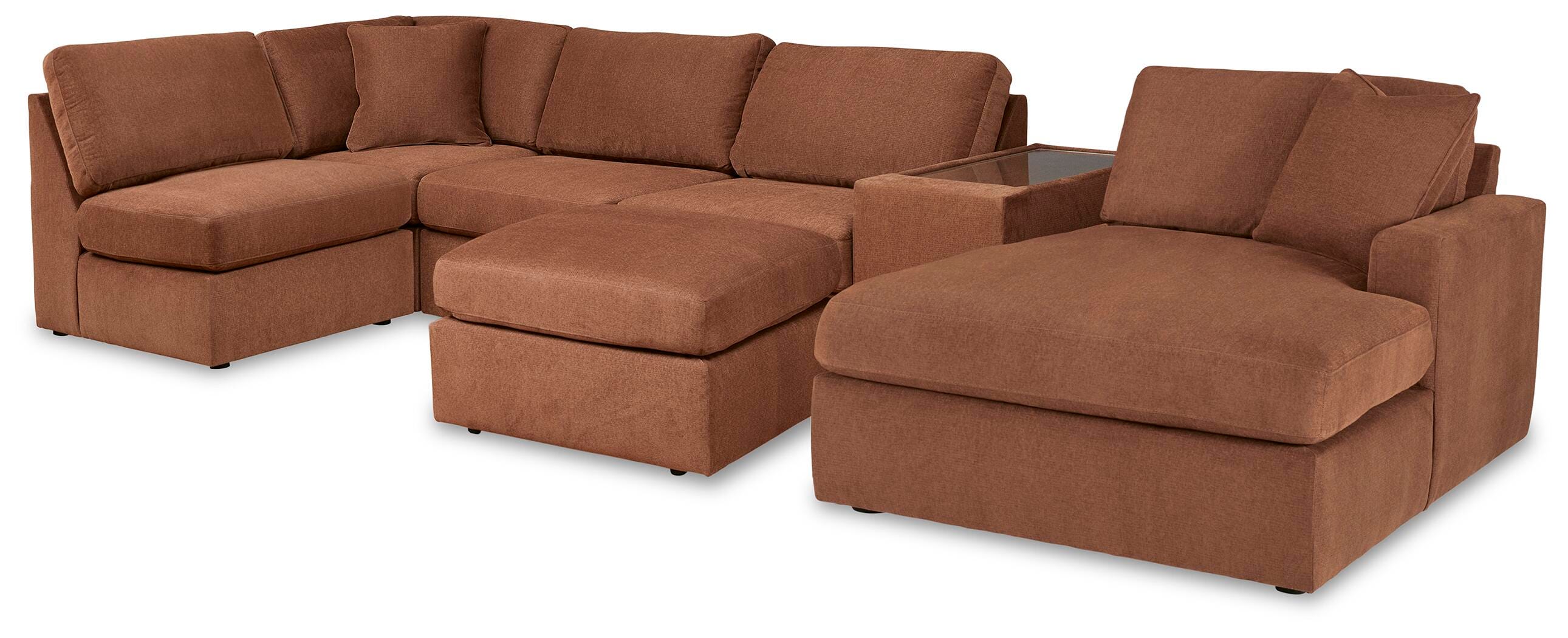 Modmax 6-Piece Sectional with RAF Chaise and Ottoman in Spice