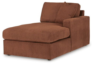 Modmax 4-Piece RAF Chaise Sectional and Audio Console in Spice Performance Fabric and Next-Gen Nuvella