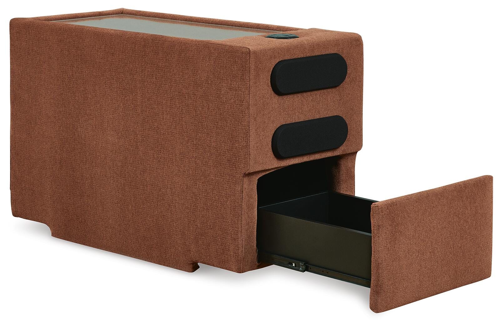 Modmax 5-Piece Sectional with Audio Consoles in Spice Performance Fabric and Next-Gen Nuvella