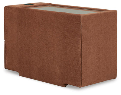 Modmax 4-Piece LAF Chaise Sectional and Audio Console in Spice Performance Fabric and Next-Gen Nuvella