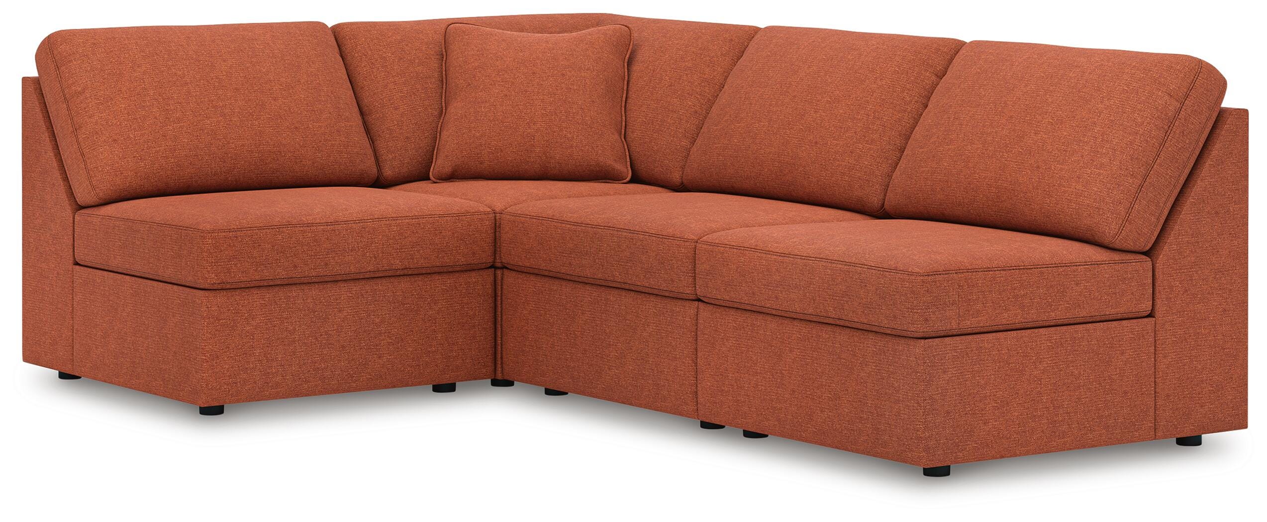 Modmax 4-Piece Sectional in Spice Performance Fabric and Next-Gen Nuvella