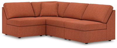 Modmax 4-Piece Sectional in Spice Performance Fabric and Next-Gen Nuvella