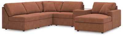 Modmax 6-Piece RAF Chaise Sectional and Storage Console in Spice Performance Fabric and Next-Gen Nuvella