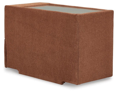 Modmax 4-Piece RAF Chaise Sectional and Storage Console in Spice Performance Fabric and Next-Gen Nuvella