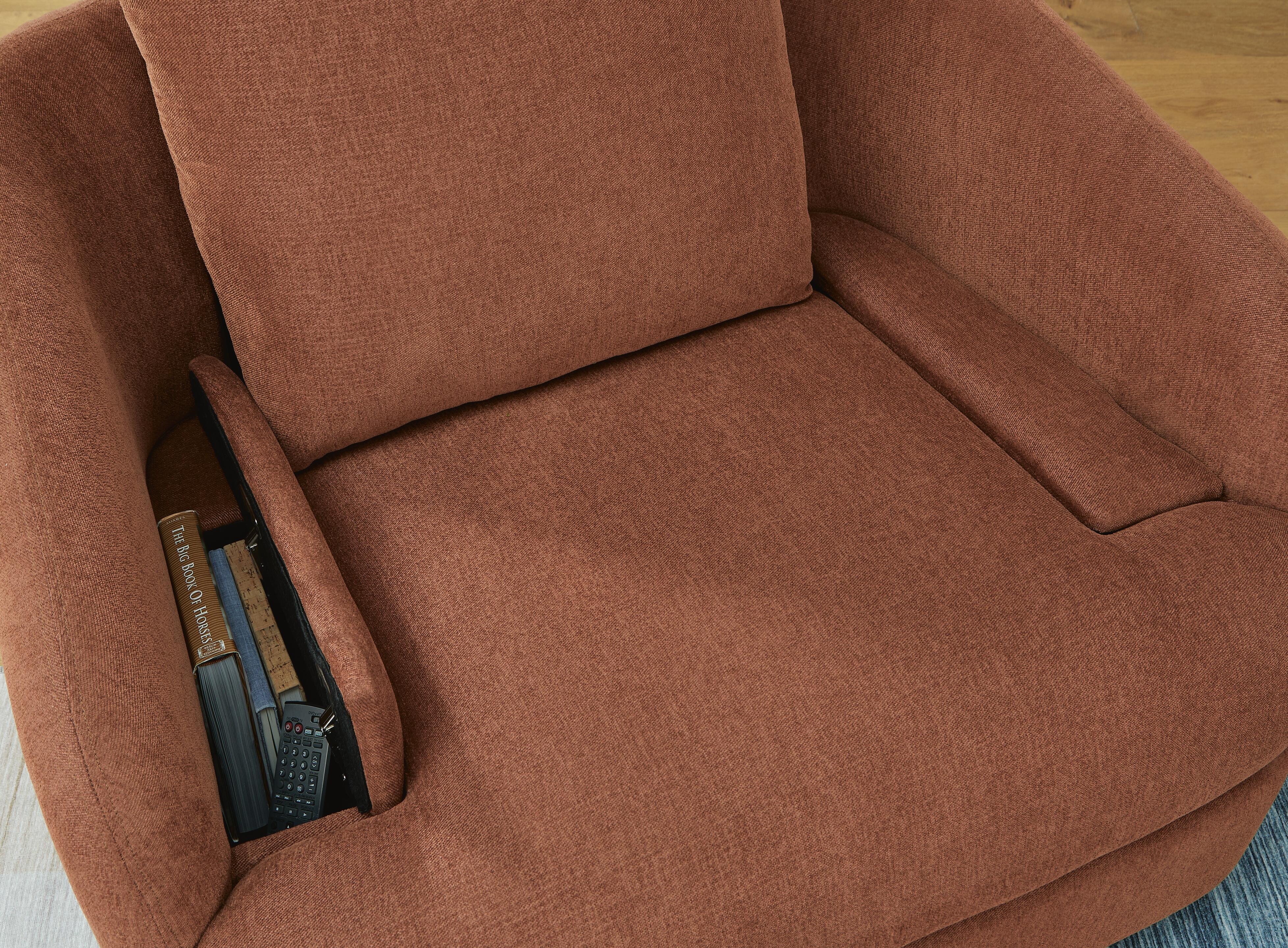 Modmax Swivel Glider Recliner in Spice Performance Fabric and Next-Gen Nuvella