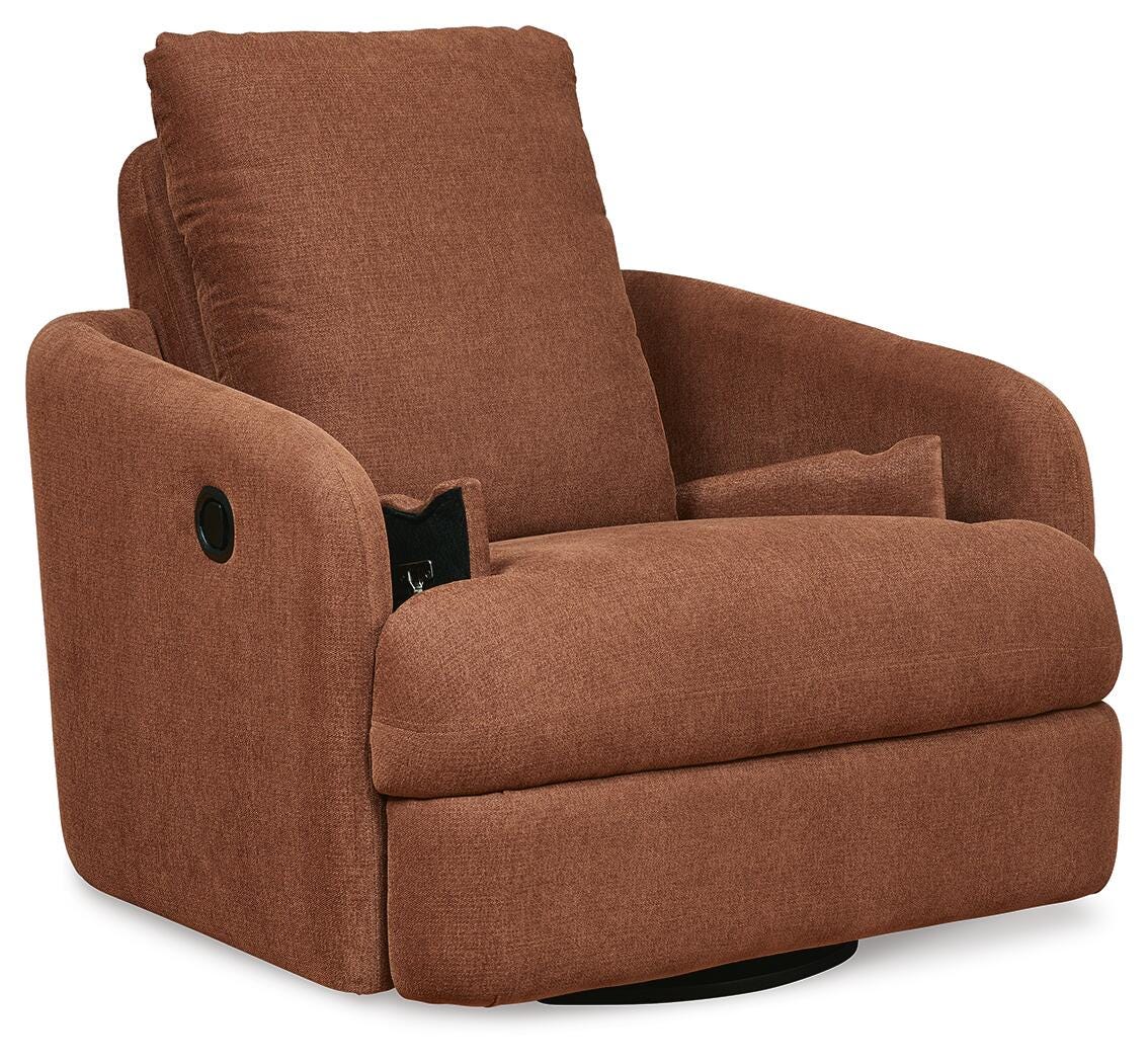 Modmax Swivel Glider Recliner in Spice Performance Fabric and Next-Gen Nuvella