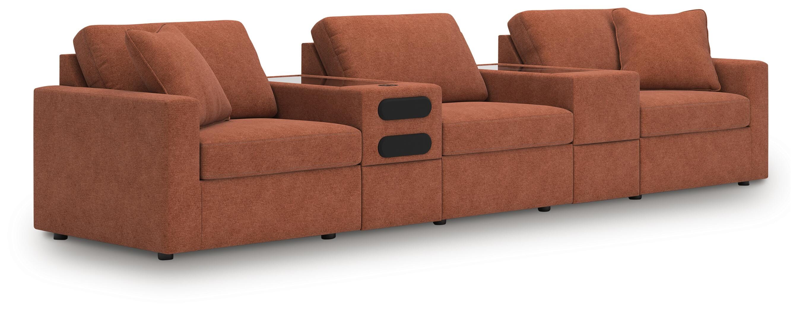 Modmax 5-Piece Sectional with Audio System in Spice Performance Fabric and Next-Gen Nuvella