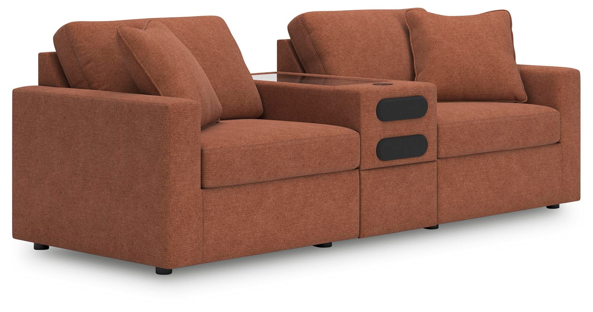 Modmax 3-Piece Sectional with Audio Console in Spice Performance Fabric and Next-Gen Nuvella