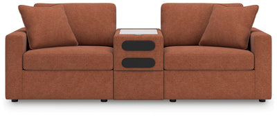 Modmax 3-Piece Sectional with Audio Console in Spice Performance Fabric and Next-Gen Nuvella