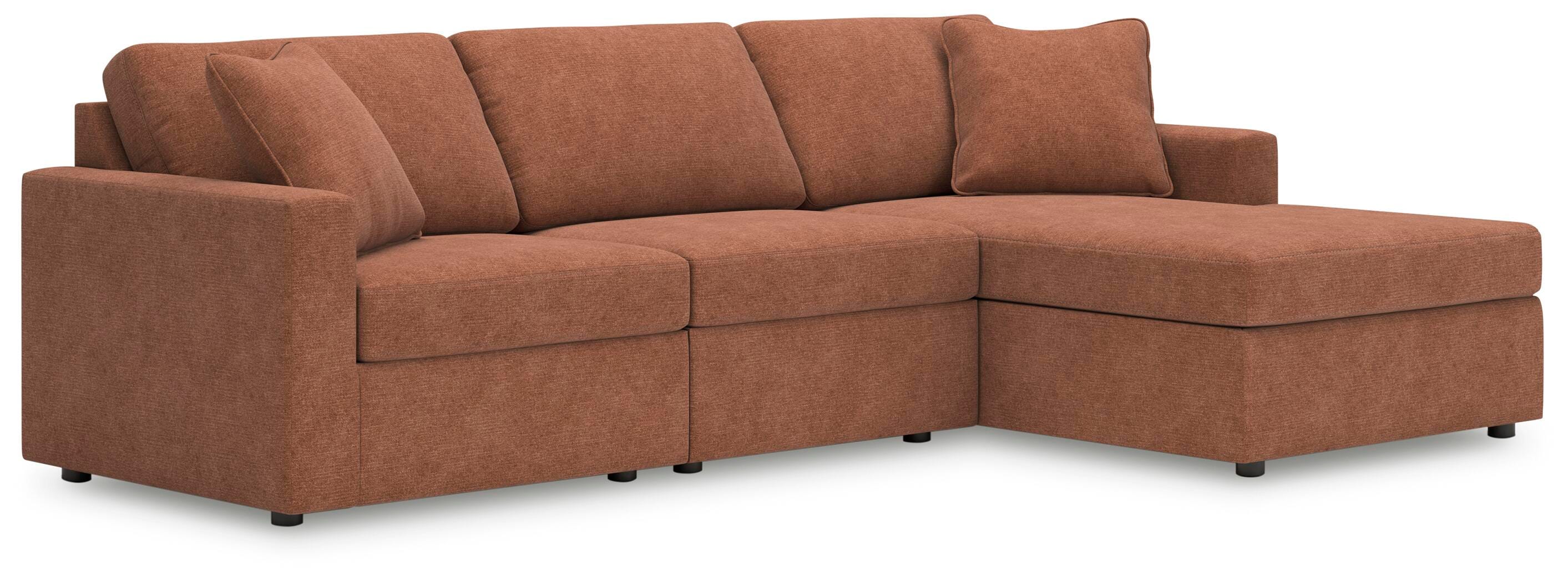 Modmax 3-Piece RAF Chaise Sectional in Spice Performance Fabric and Next-Gen Nuvella