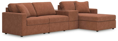 Modmax 4-Piece RAF Chaise Sectional and Storage Console in Spice Performance Fabric and Next-Gen Nuvella