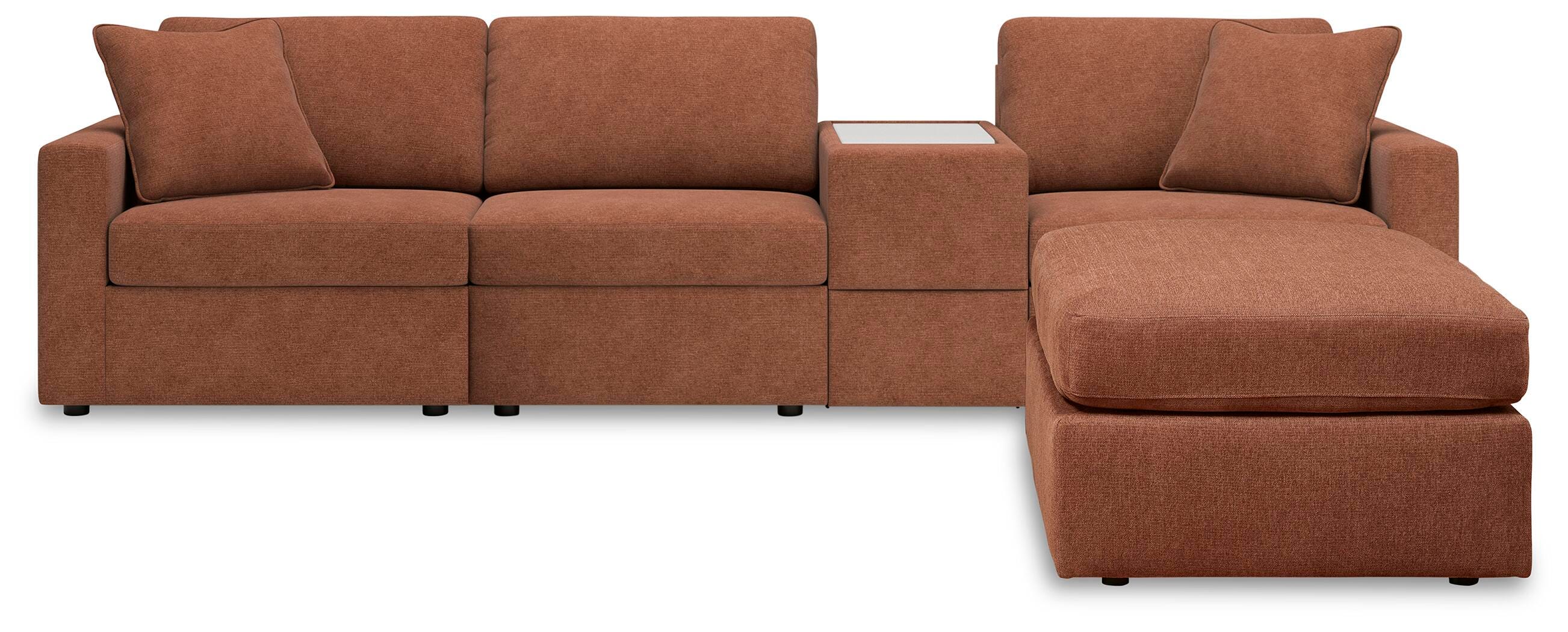 Modmax 4-Piece Sectional w/ Ottoman in Spice