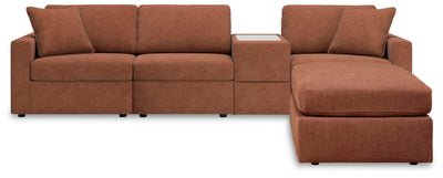 Modmax 4-Piece Sectional w/ Ottoman in Spice