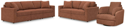 Modmax 3-Piece Sectional, 2-Piece Sectional Loveseat and Swivel Glider Recliner in Spice