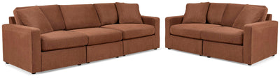 Modmax 3-Piece Sectional Sofa and 2-Piece Sectional Loveseat in Spice