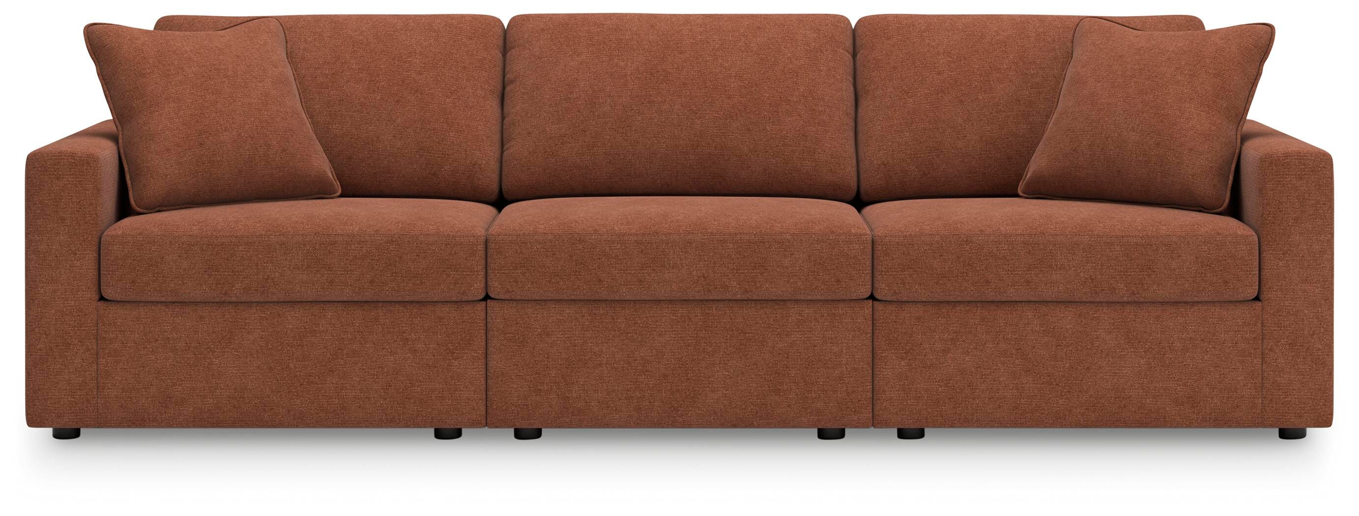Modmax 3-Piece Sectional, 2-Piece Sectional Loveseat and Swivel Glider Recliner in Spice