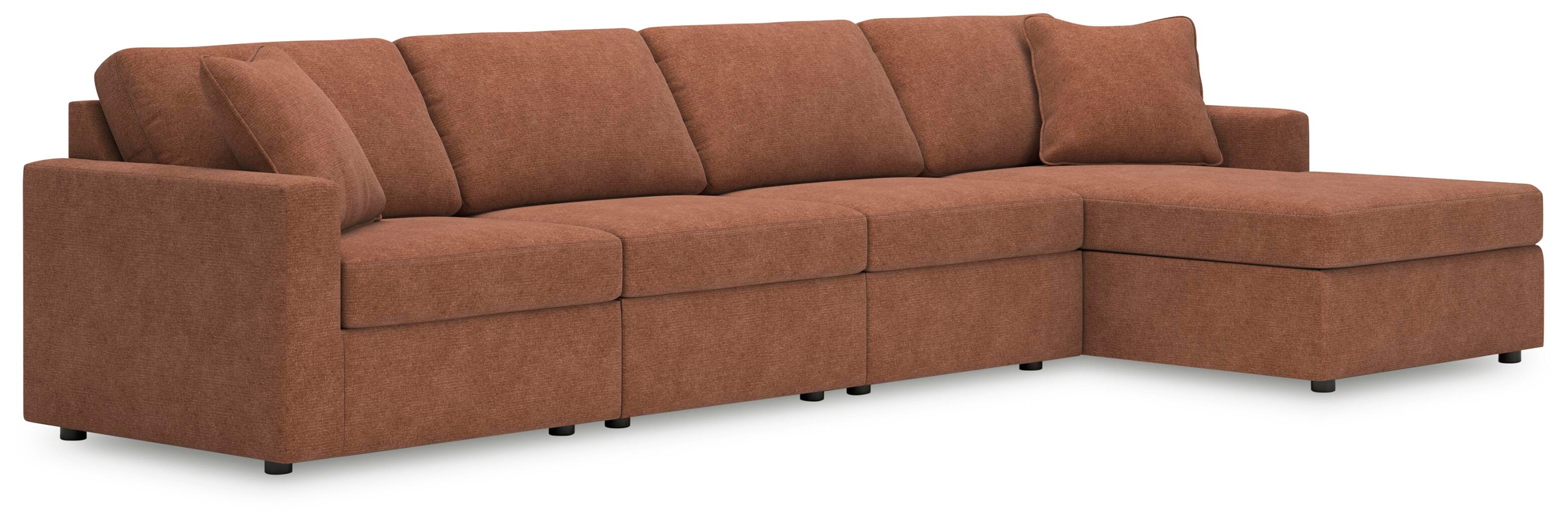 Modmax 4-Piece Sectional with RAF Chaise in Spice Performance Fabric and Next-Gen Nuvella