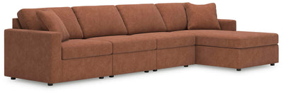 Modmax 4-Piece Sectional with RAF Chaise in Spice Performance Fabric and Next-Gen Nuvella