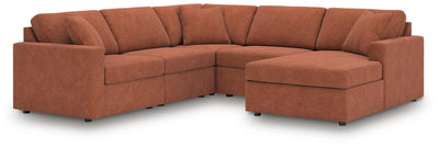 Modmax 5-Piece RAF Chaise Sectional in Spice Performance Fabric and Next-Gen Nuvella