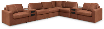 Modmax 8-Piece Sectional with Audio Consoles in Spice Performance Fabric and Next-Gen Nuvella