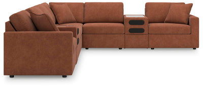 Modmax 8-Piece Sectional with Audio Consoles in Spice Performance Fabric and Next-Gen Nuvella