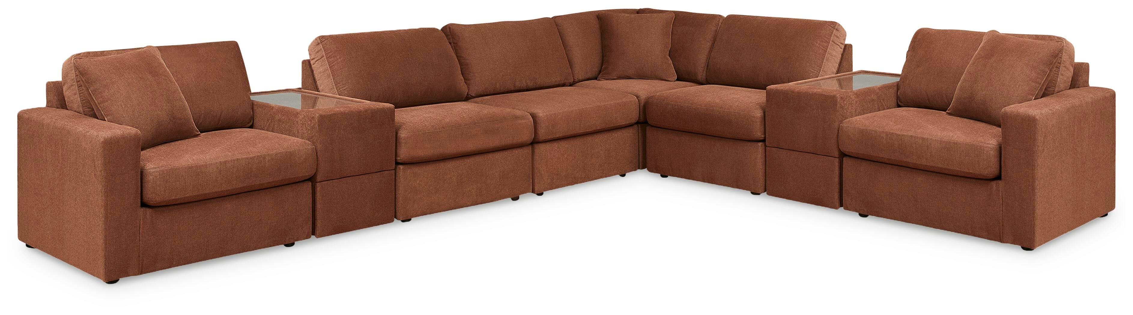 Modmax 8-Piece Sectional with Storage Consoles in Spice Performance Fabric and Next-Gen Nuvella