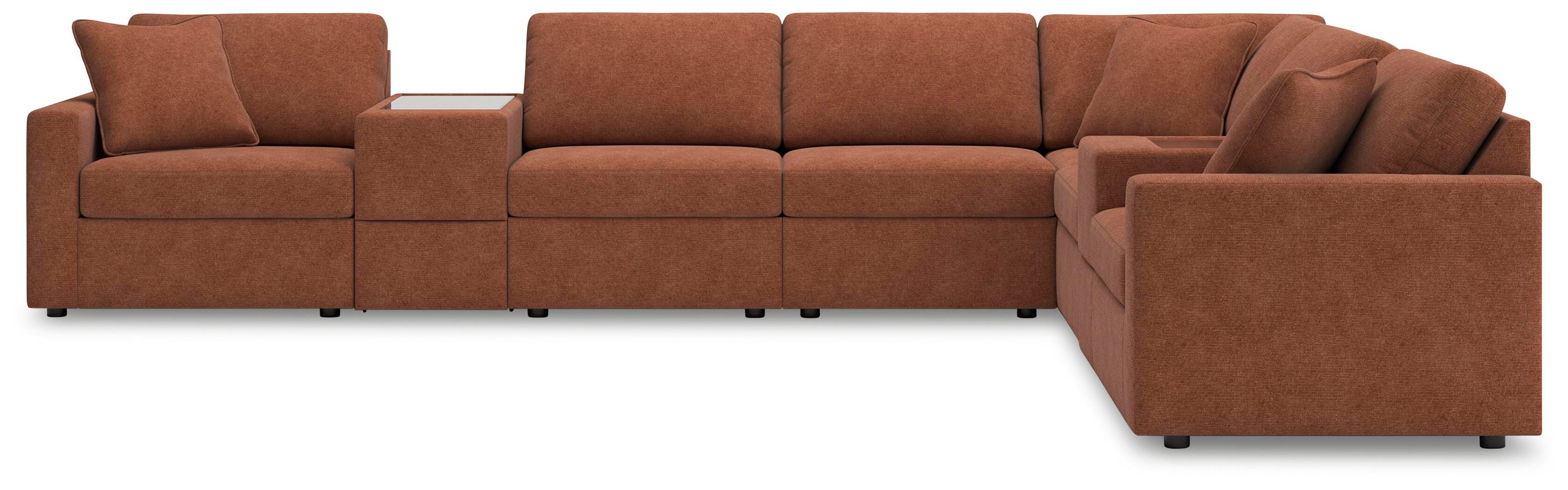Modmax 8-Piece Sectional with Storage Consoles in Spice Performance Fabric and Next-Gen Nuvella