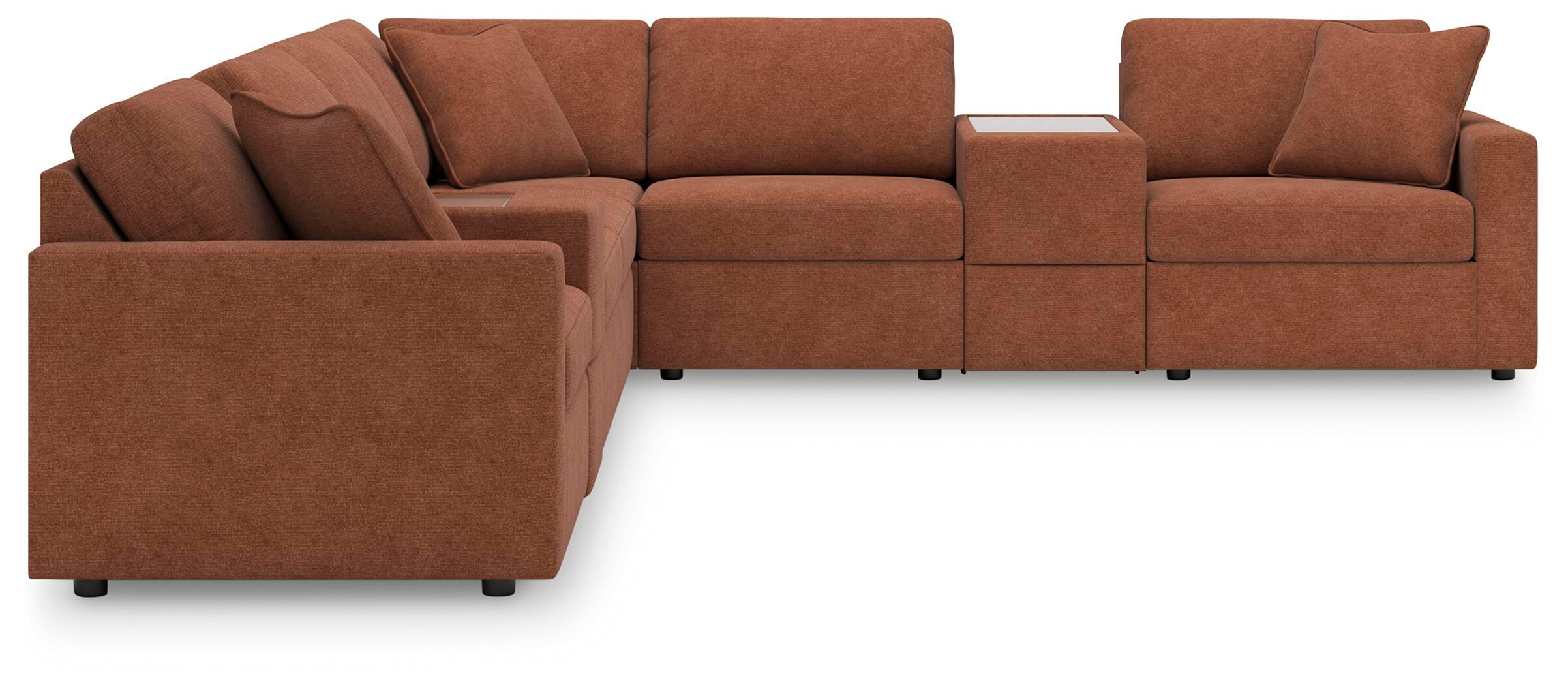 Modmax 8-Piece Sectional with Storage Consoles in Spice Performance Fabric and Next-Gen Nuvella