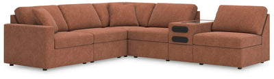 Modmax 6-Piece Sectional with Audio Console in Spice Performance Fabric and Next-Gen Nuvella