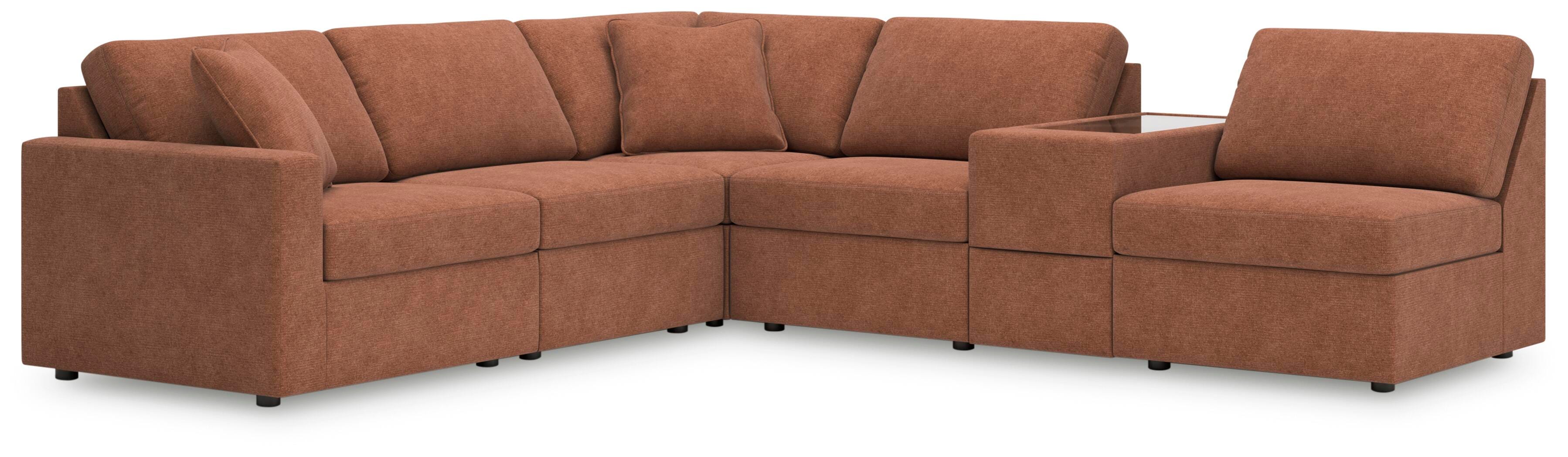 Modmax 6-Piece Sectional with Storage Console in Spice Performance Fabric and Next-Gen Nuvella