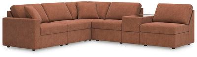 Modmax 6-Piece Sectional with Storage Console in Spice Performance Fabric and Next-Gen Nuvella