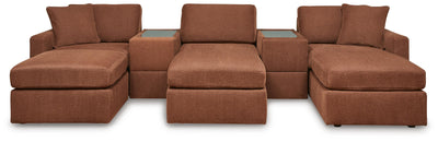 Modmax 5-Piece Sectional and 3 Ottomans in Spice