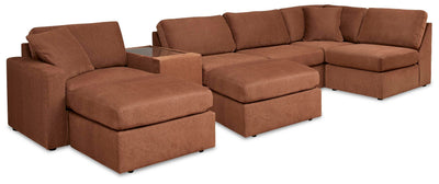 Modmax 6-Piece Sectional and 2 Ottomans in Spice