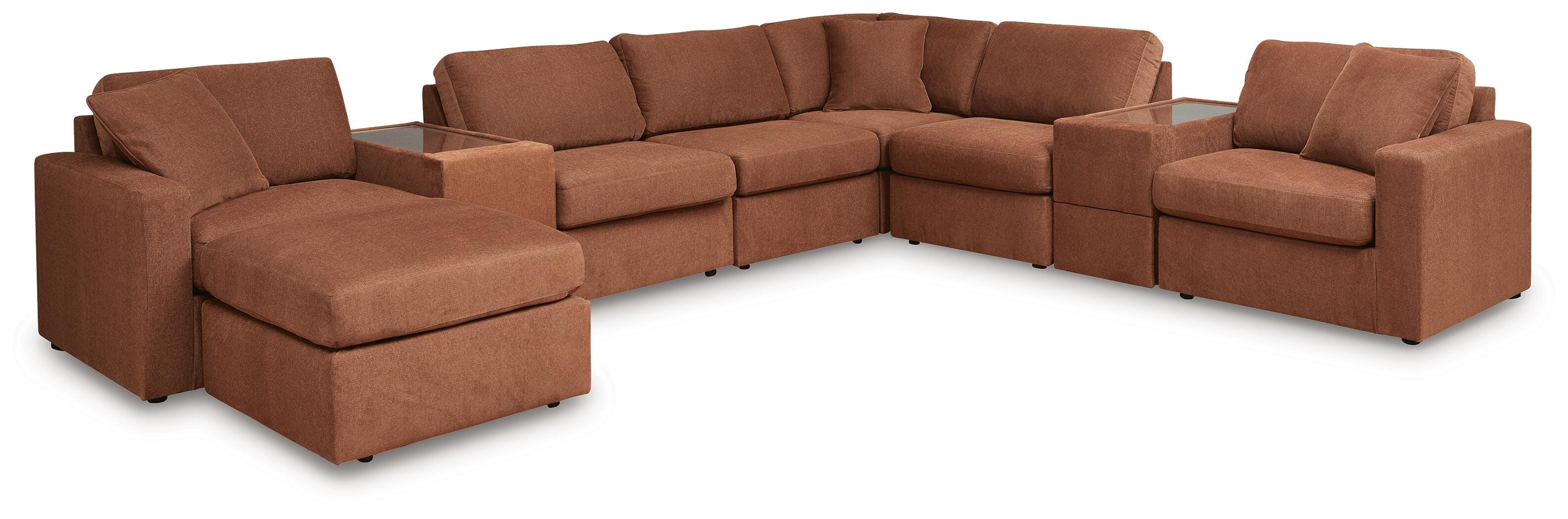 Modmax 8-Piece Sectional and Ottoman in Spice