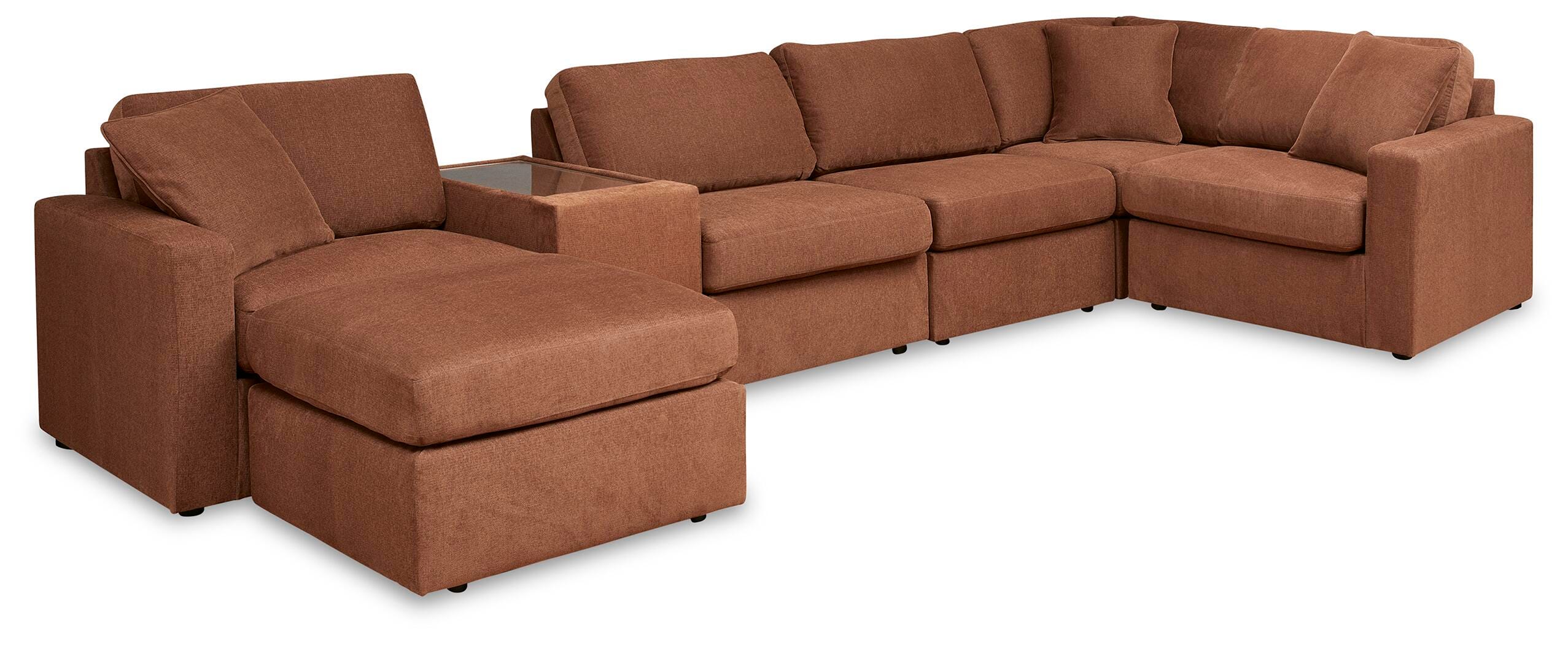 Modmax 6-Piece Sectional with Ottoman in Spice
