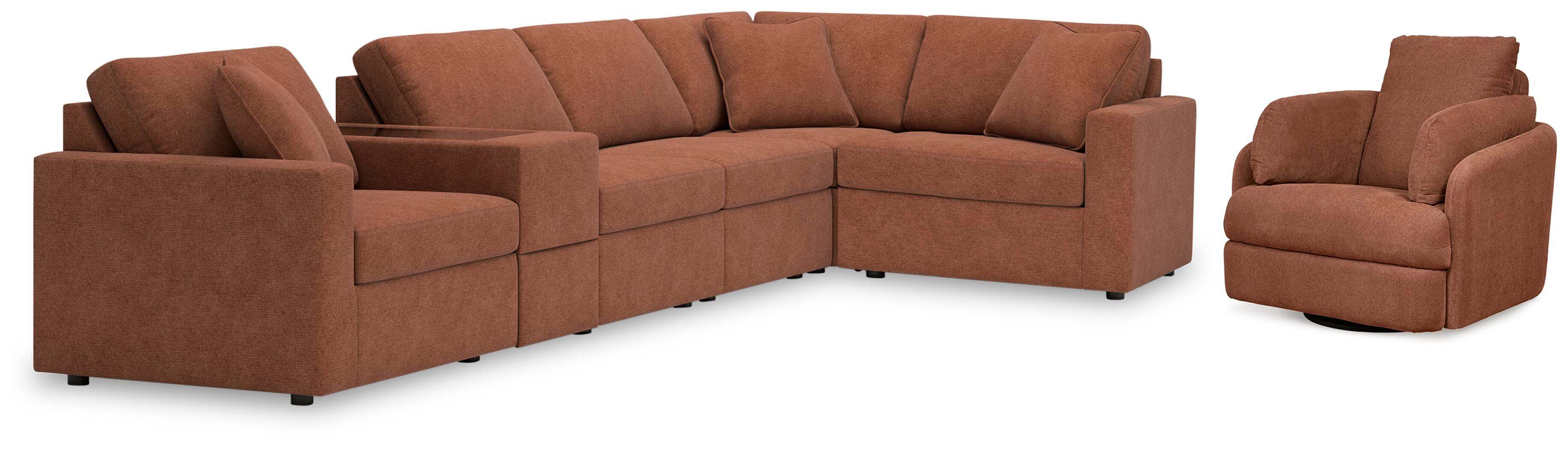 Modmax 6-Piece Sectional and Swivel Glider Recliner in Spice