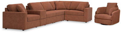 Modmax 6-Piece Sectional and Swivel Glider Recliner in Spice