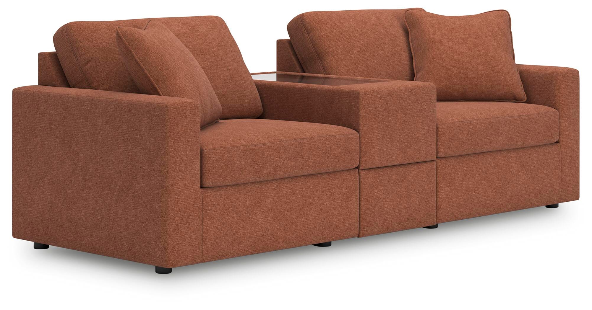Modmax 3-Piece Sectional w/ Storage Console in Spice Performance Fabric and Next-Gen Nuvella
