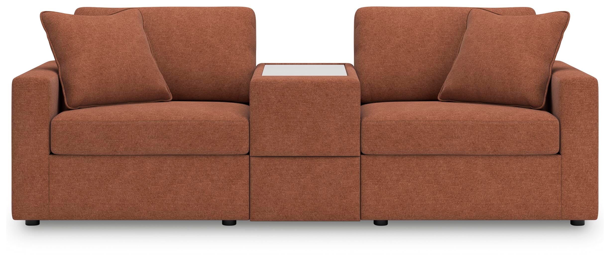Modmax 3-Piece Sectional w/ Storage Console in Spice Performance Fabric and Next-Gen Nuvella