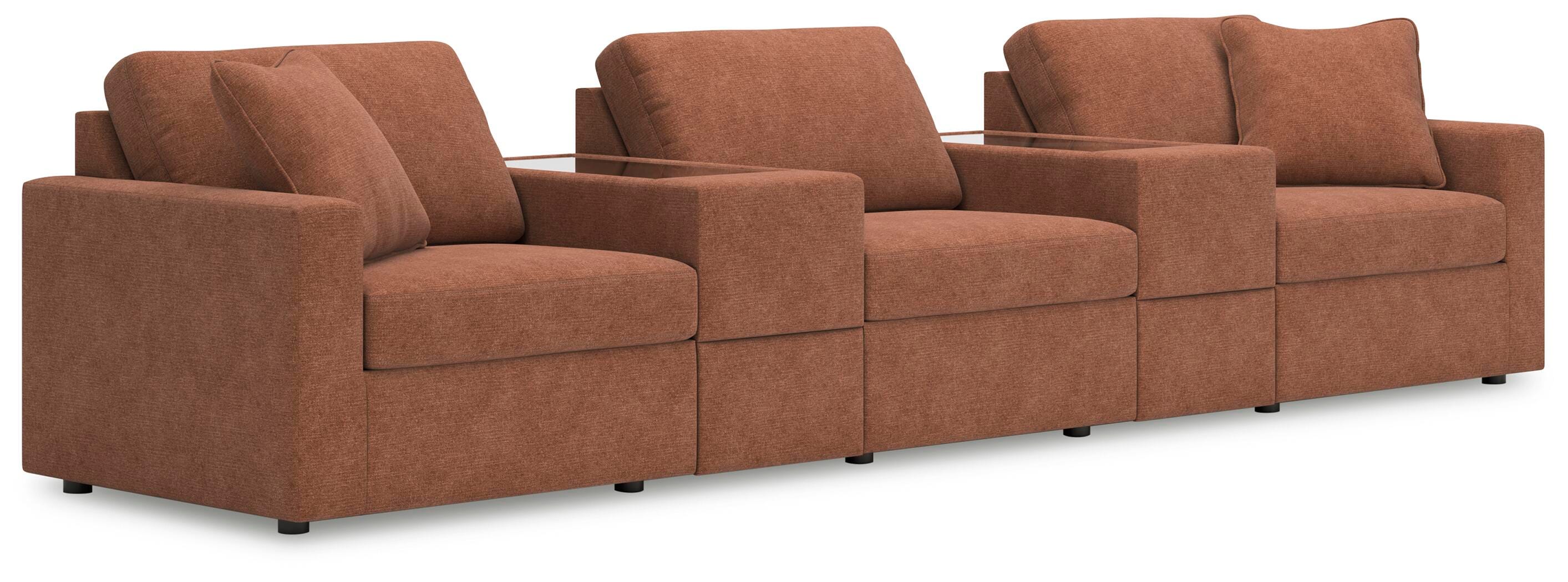 Modmax 5-Piece Sectional with Storage Consoles in Spice Performance Fabric and Next-Gen Nuvella