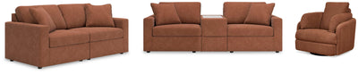 Modmax 3-Piece Sectional Sofa, 2-Piece Sectional Loveseat and Swivel Glider Recliner in Spice