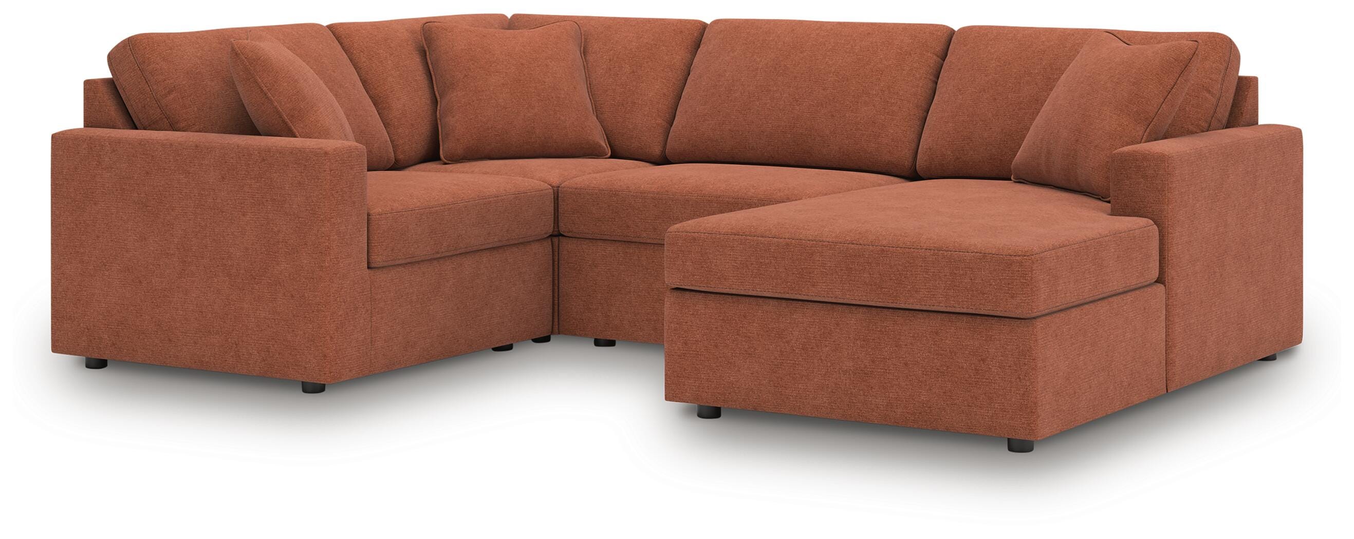 Modmax 4-Piece RAF Chaise Sectional in Spice Performance Fabric and Next-Gen Nuvella